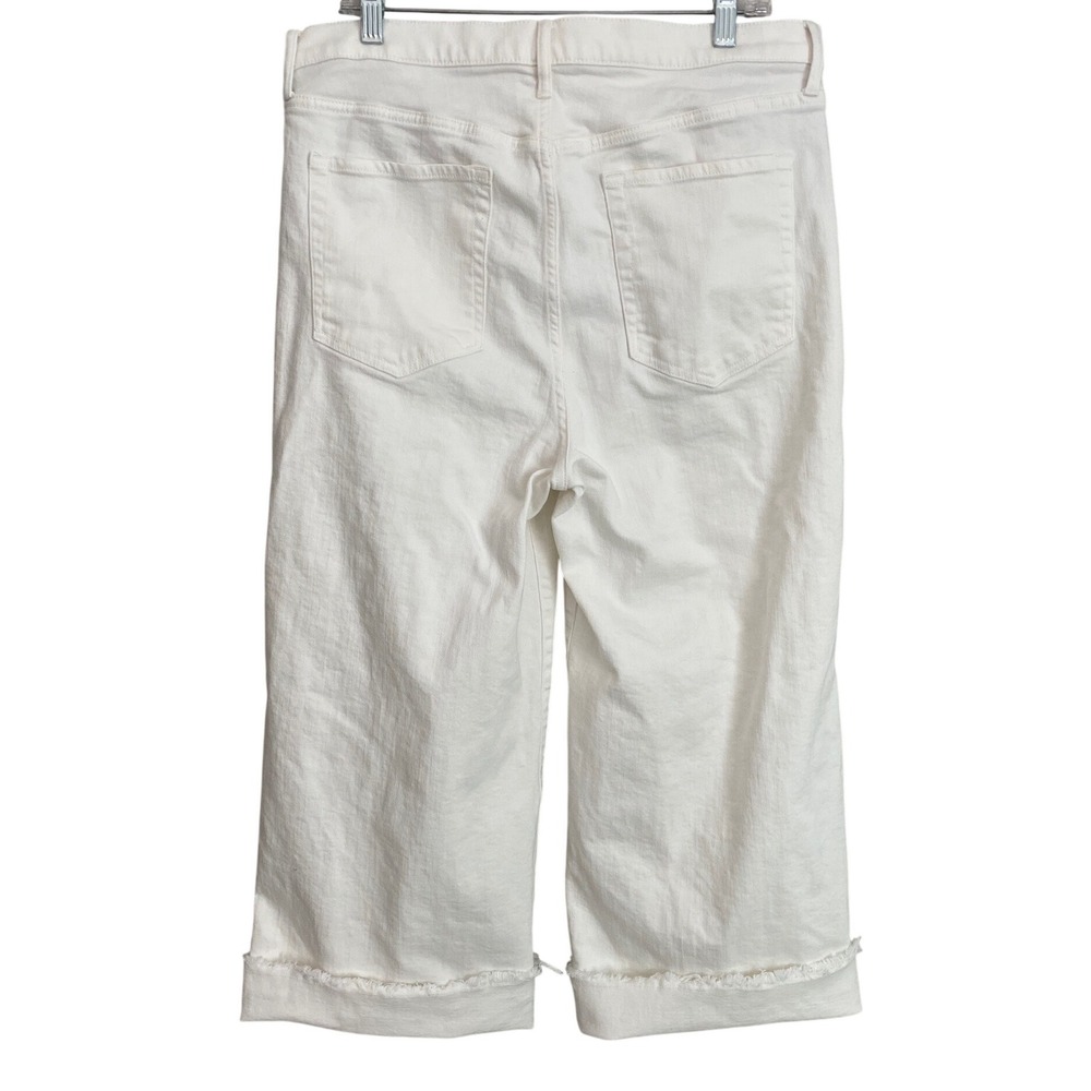 Banana Republic High Rise Wide Leg Crop Jeans White Frayed Hem 32 S/425076-00 - Picture 2 of 13
